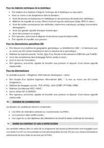 Appel à candidature: recrutement de cinquante-six (56) jeunes professionnels en statistiques.