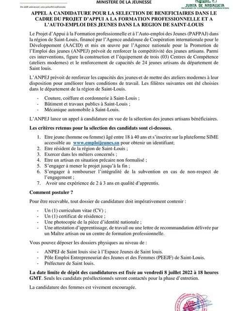 Appel à candidatures projet ( PAFPAJ)