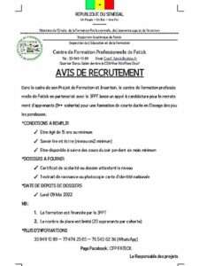 Avis de recrutement pour une formation sur l'élevage de poules pondeuses