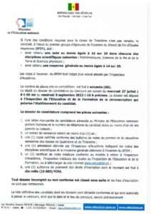 Communiqué de presse : concours d’entrée au Lycée scientifique d’excellence de Diourbel.