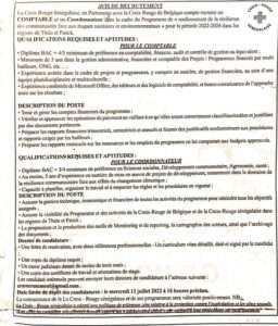 La Croix rouge sénégalaise recrute un Comptable et un Coordinateur