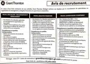 Recrutement : Grant Thornton recrute au Sénégal