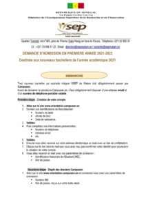 ISEP DE MATAM Demande d'admission des nouveaux bacheliers