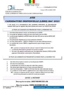 Candidats libres BAC_2023 inscription