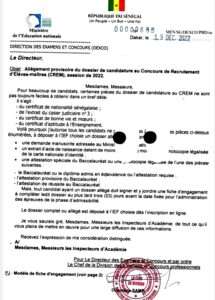 Concours CREM 2022 Allègement provisoire des dossiers de candidature