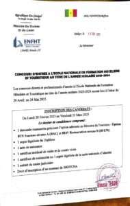 Concours Hôtellerie Tourisme ENFHT 2023