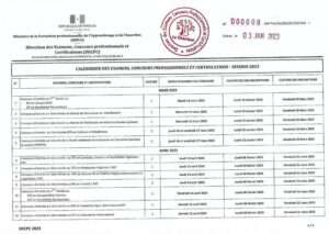 Calendrier 2023 des examens et concours DECPC au senegal