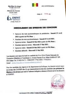 Concours Hôtellerie Tourisme ENFHT 2023