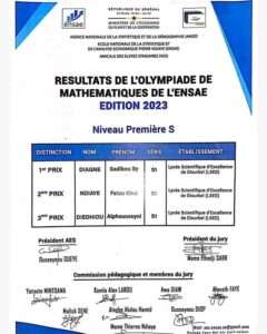 Résultats des classes de première de l’olympiade de mathématiques de l’ENSAE