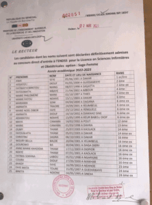 Résultats Concours ENDSS