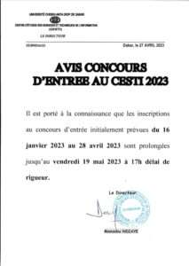 Report de la date de clôture du concours CESTI