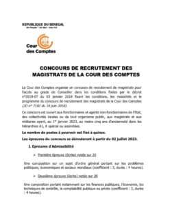 Concours de recrutement des magistrats de la cour des comptes