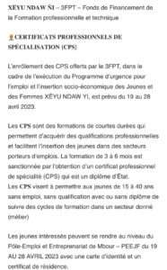 Xeyu Ndaw Yi : 3FPT – Fonds de financement de la formation professionnelle et technique