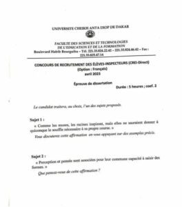 Concours Recrutement Élèves Inspecteurs 2023 -Épreuves de dissertation