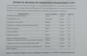 Bourses 3FPT 2024 à Saint Louis – Dépôts ouverts