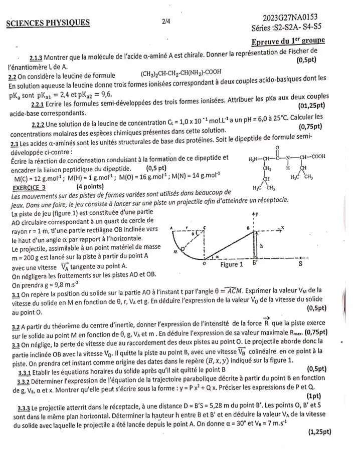 Bac 2023 : Épreuve de Sciences Physiques