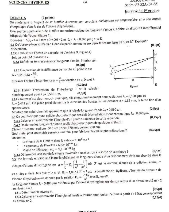 Bac 2023 : Épreuve de Sciences Physiques