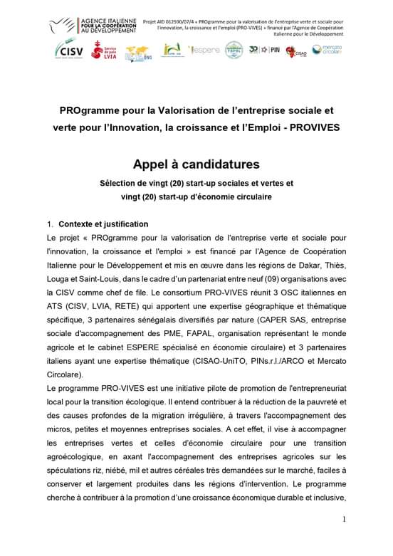 Appel à candidature pour la sélection des nouvelles idées d'entreprises sociales vertes