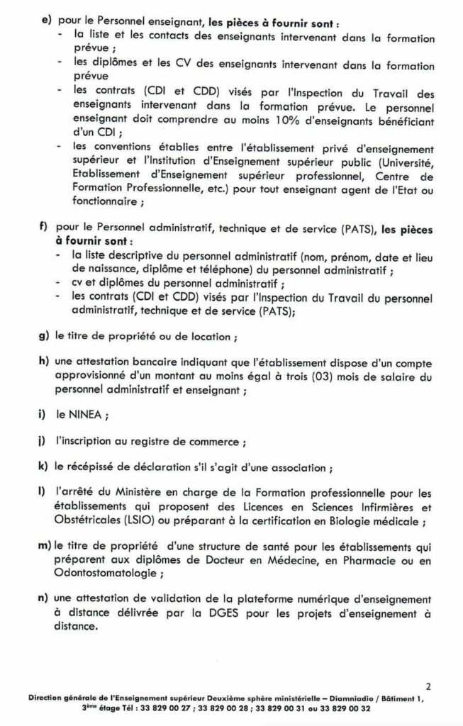 Communiqué relatif à la composition du dossier de demande d'ouverture d'un établissement privé d'enseignement supérieur (EPES)